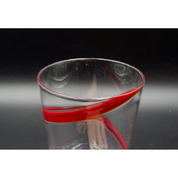 Pier One Swirline Red Ribbon Swirl Tumblers Beer High Ball Drinking Glass - Picture 10 of 10
